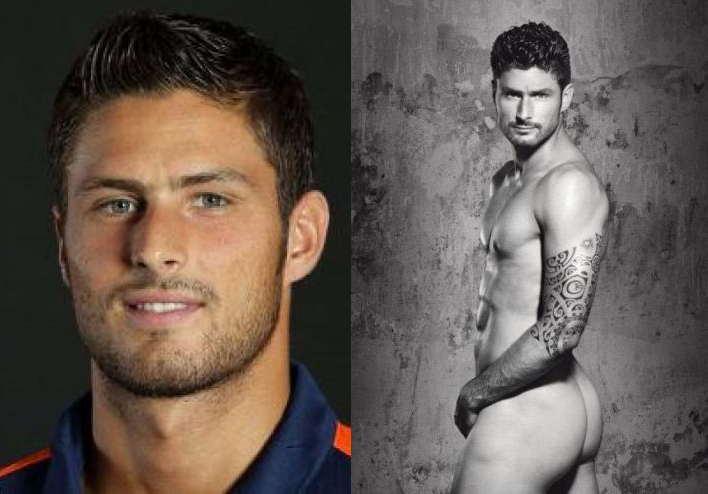 Францын хөлбөмбөгч Оливье Жиру чармай нүцгэлж, хуанлийг чимжээ